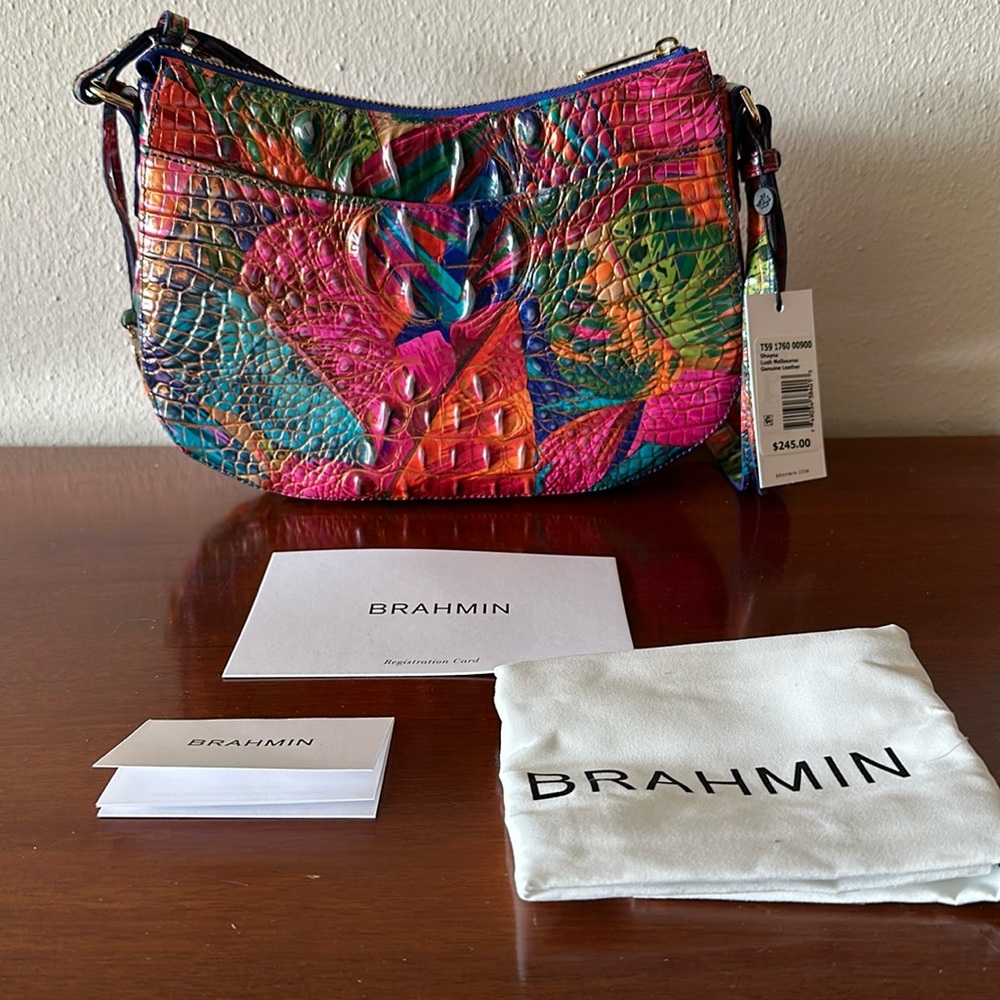 NWT Brahmin Shayna Lush Melbourne in Genuine Leather   11.5”W x  8.5”H x 2.5”D